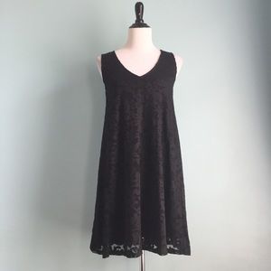 Anthropologie Ella Moss Black V-Neck Swing Dress